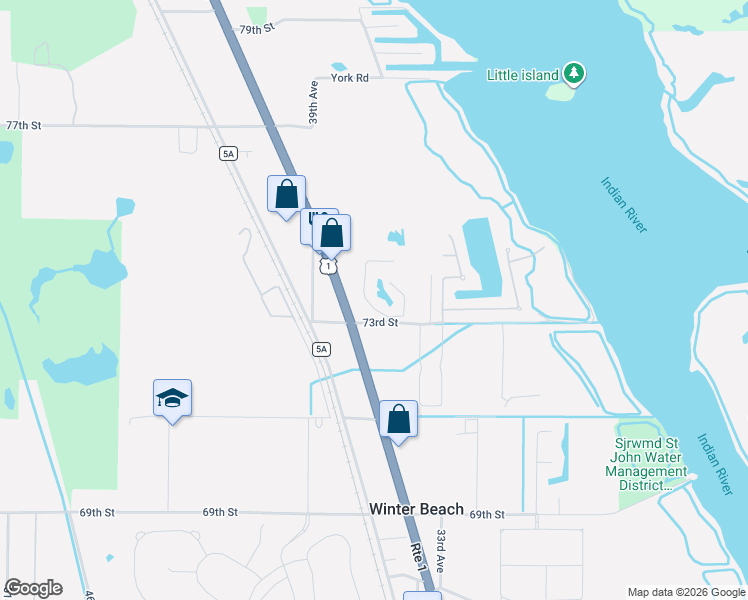 map of restaurants, bars, coffee shops, grocery stores, and more near 7350 36th Court in Vero Beach