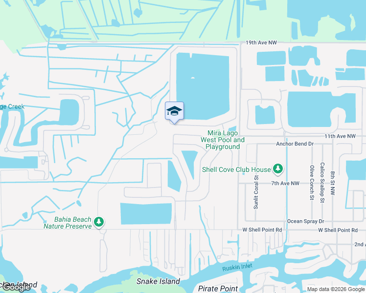 map of restaurants, bars, coffee shops, grocery stores, and more near 1832 Raven Glen Drive in Ruskin
