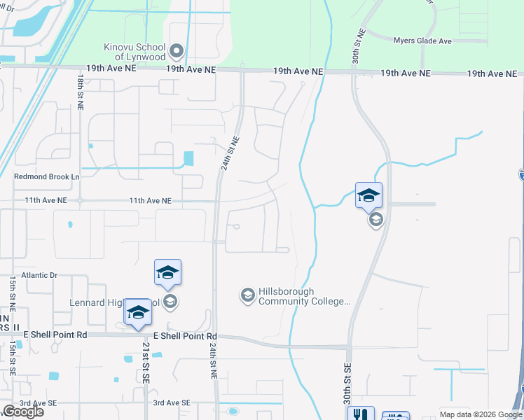 map of restaurants, bars, coffee shops, grocery stores, and more near 2451 Dovesong Trace Drive in Ruskin