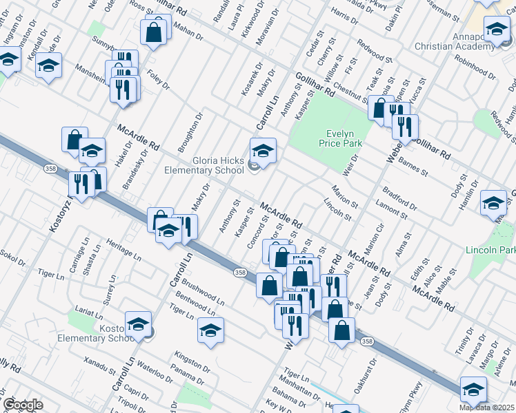 map of restaurants, bars, coffee shops, grocery stores, and more near 4902 Kasper Street in Corpus Christi
