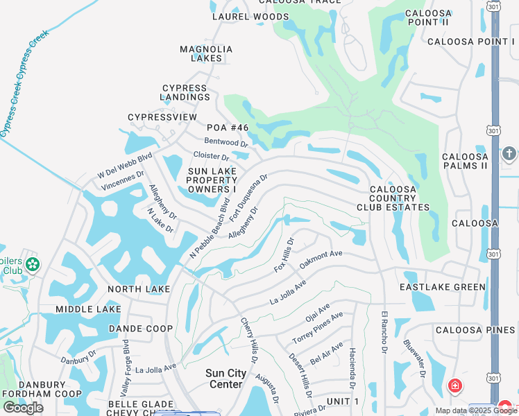 map of restaurants, bars, coffee shops, grocery stores, and more near 660 Allegheny Drive in Sun City Center