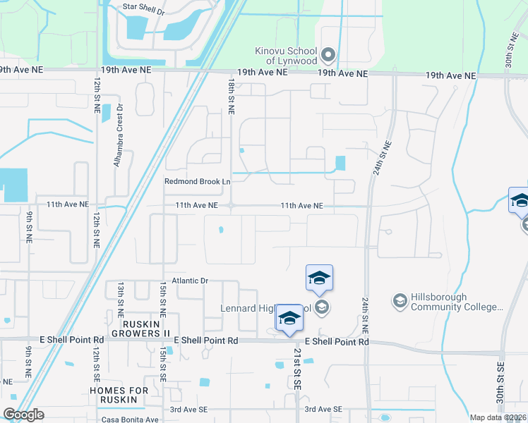 map of restaurants, bars, coffee shops, grocery stores, and more near 1908 Broad Winged Hawk Drive in Ruskin
