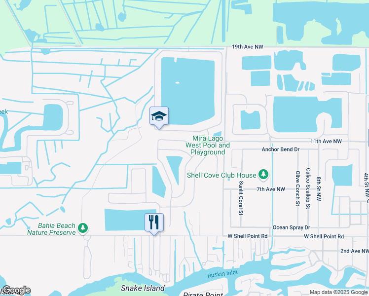 map of restaurants, bars, coffee shops, grocery stores, and more near 1813 Raven Glen Drive in Ruskin