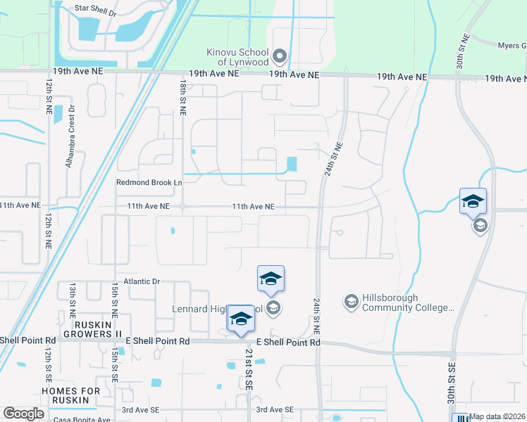 map of restaurants, bars, coffee shops, grocery stores, and more near 1108 Beech Grove Place in Ruskin