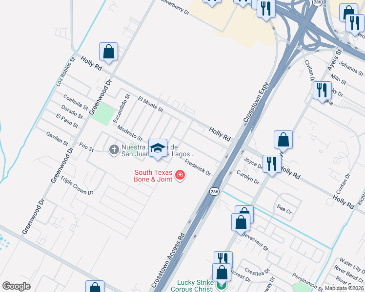 map of restaurants, bars, coffee shops, grocery stores, and more near 2005 Carolyn Drive in Corpus Christi
