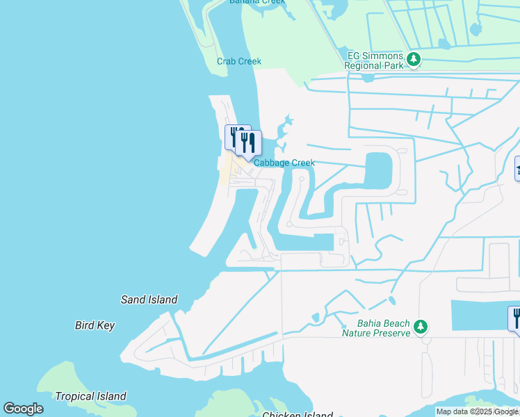 map of restaurants, bars, coffee shops, grocery stores, and more near 606 Sea Grape Drive in Ruskin