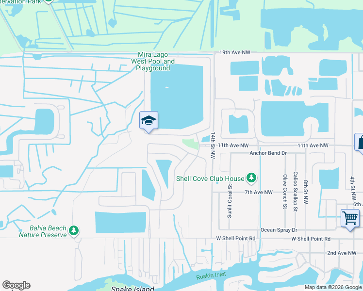 map of restaurants, bars, coffee shops, grocery stores, and more near 1617 Bonita Bluff Court in Ruskin