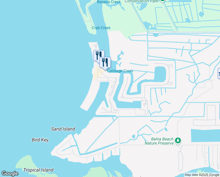 map of restaurants, bars, coffee shops, grocery stores, and more near 536 Bahia Beach Boulevard in Ruskin