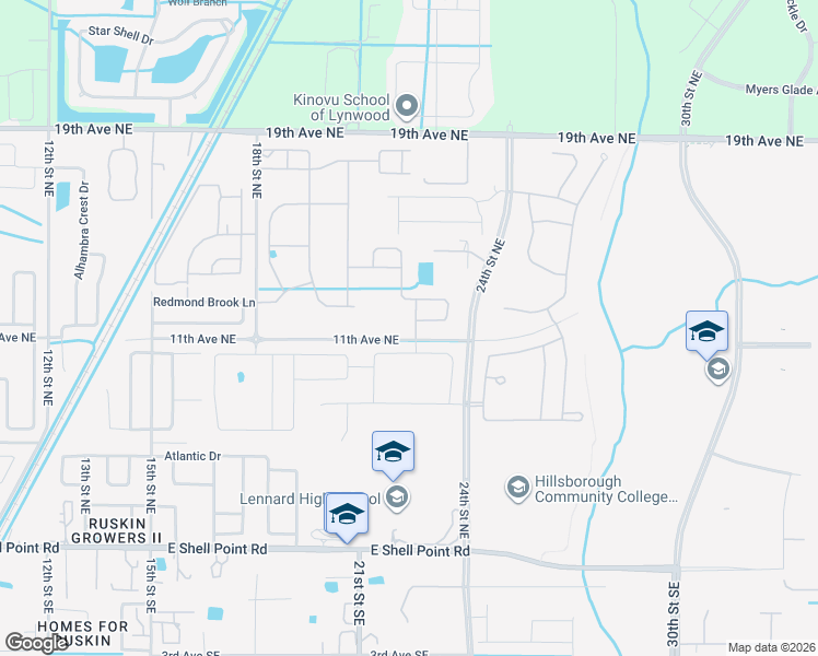 map of restaurants, bars, coffee shops, grocery stores, and more near 1108 Beech Grove Place in Ruskin