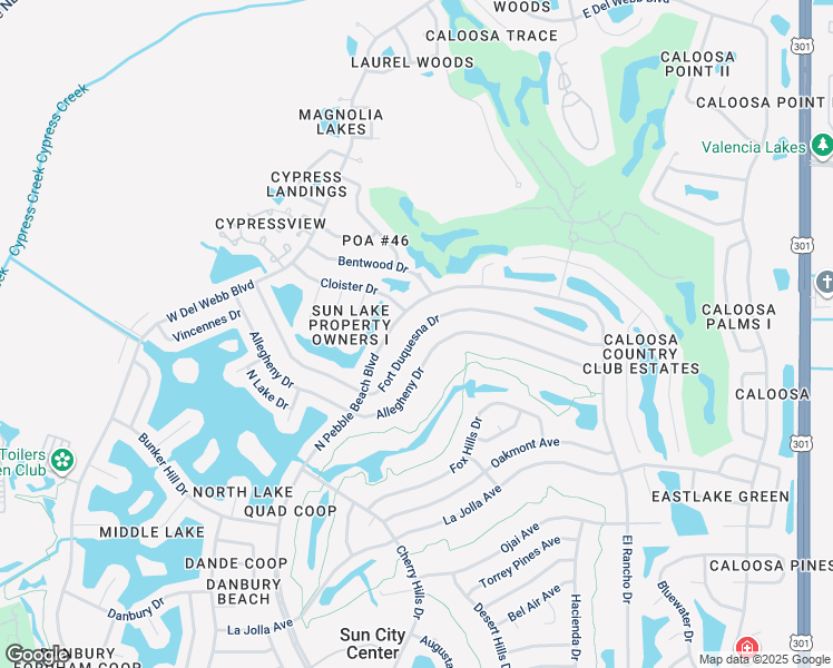 map of restaurants, bars, coffee shops, grocery stores, and more near 664 Fort Duquesna Drive in Sun City Center