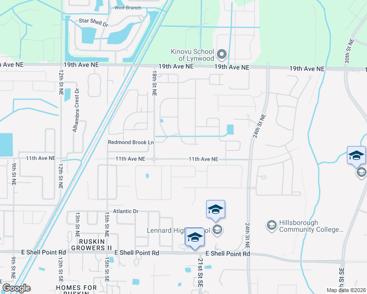 map of restaurants, bars, coffee shops, grocery stores, and more near 1232 Harbour Blue Street in Ruskin