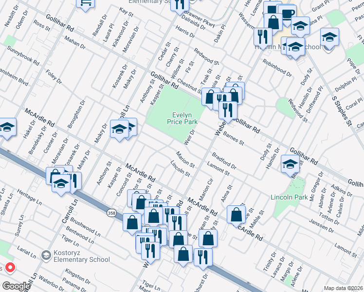 map of restaurants, bars, coffee shops, grocery stores, and more near 3817 Lamont Street in Corpus Christi