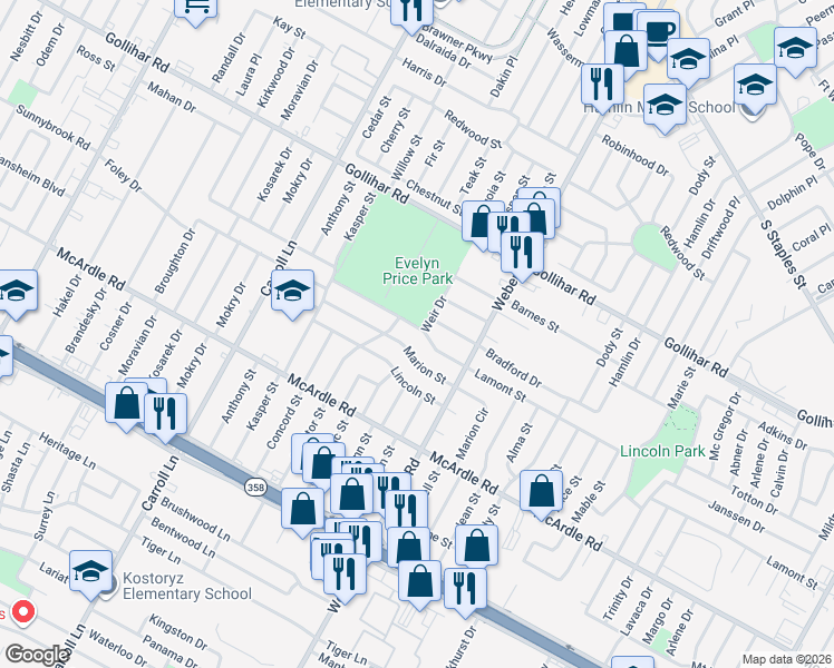 map of restaurants, bars, coffee shops, grocery stores, and more near 3817 Lamont Street in Corpus Christi