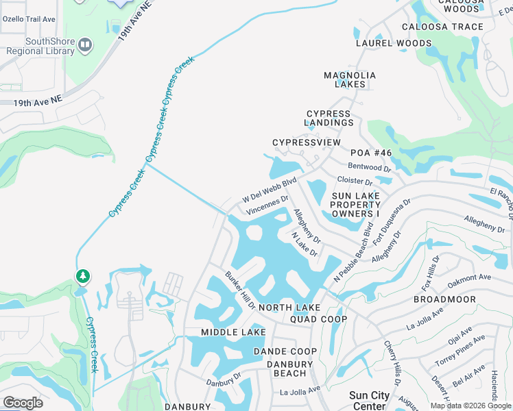 map of restaurants, bars, coffee shops, grocery stores, and more near 1615 Vincennes Drive in Sun City Center