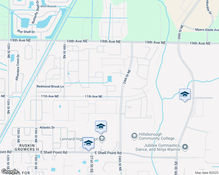 map of restaurants, bars, coffee shops, grocery stores, and more near 2307 Richwood Pike Drive in Ruskin