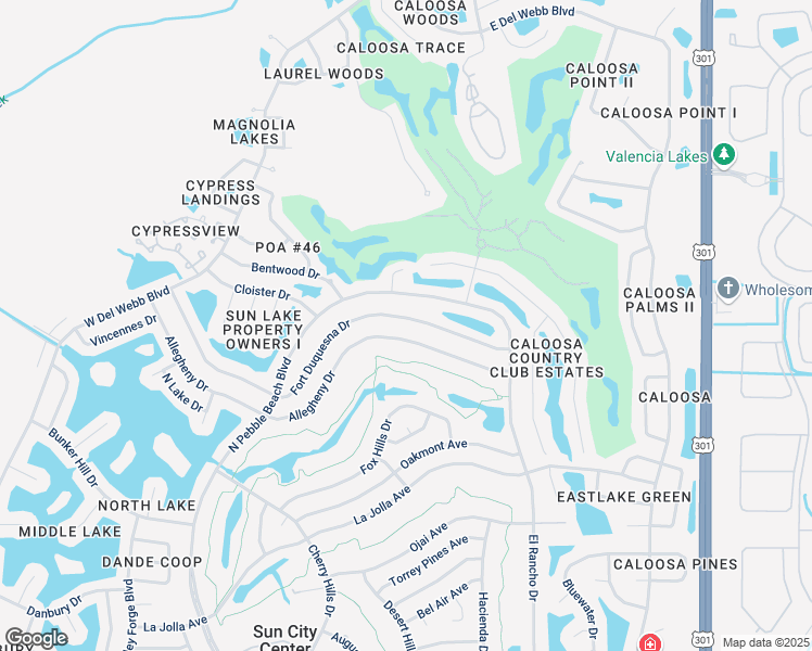 map of restaurants, bars, coffee shops, grocery stores, and more near 636 Fort Duquesna Drive in Sun City Center