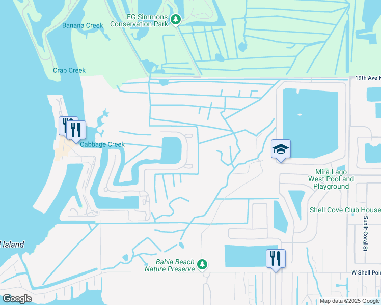 map of restaurants, bars, coffee shops, grocery stores, and more near 1034 Sea Grape Drive in Ruskin