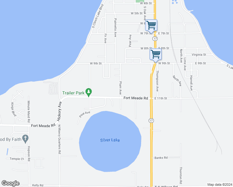 map of restaurants, bars, coffee shops, grocery stores, and more near 152 Plum Avenue in Frostproof
