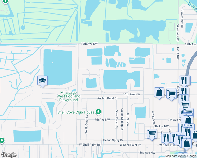 map of restaurants, bars, coffee shops, grocery stores, and more near 930 Seminole Sky Drive in Ruskin