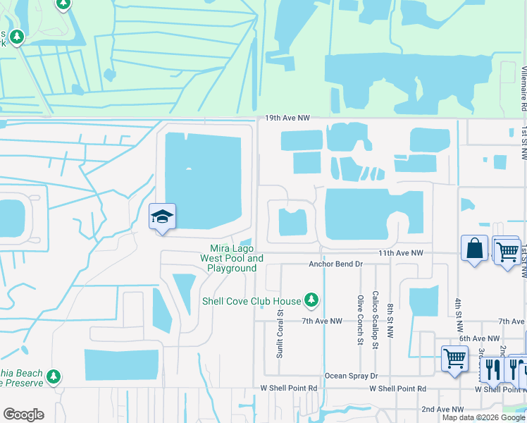 map of restaurants, bars, coffee shops, grocery stores, and more near 1032 Seminole Sky Drive in Ruskin