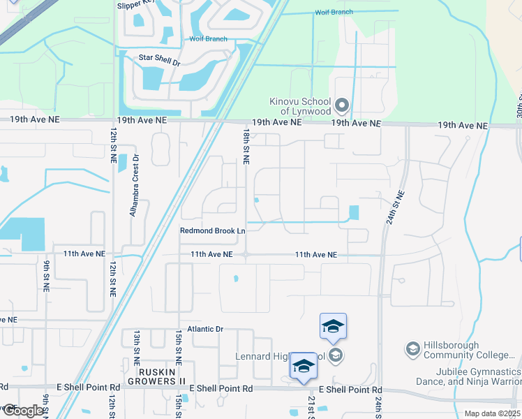 map of restaurants, bars, coffee shops, grocery stores, and more near 1815 Hawks View Drive in Ruskin