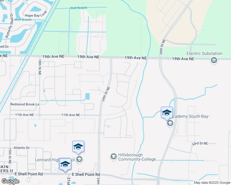 map of restaurants, bars, coffee shops, grocery stores, and more near 1422 Little Hawk Drive in Ruskin