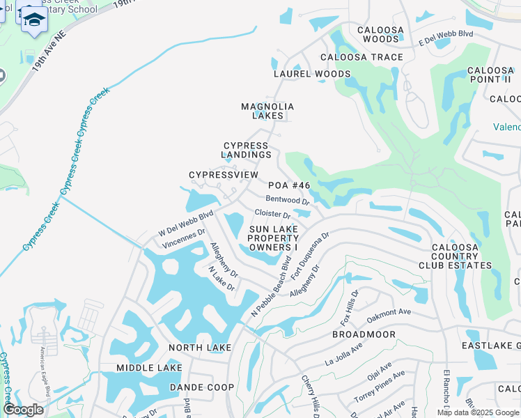 map of restaurants, bars, coffee shops, grocery stores, and more near 1615 Cloister Drive in Sun City Center