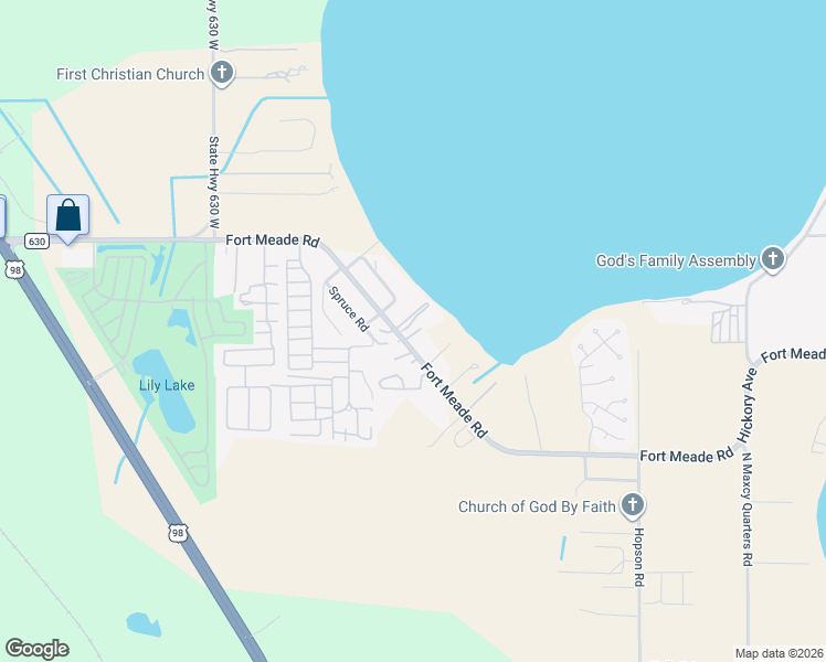 map of restaurants, bars, coffee shops, grocery stores, and more near 1526 Fort Meade Road in Frostproof