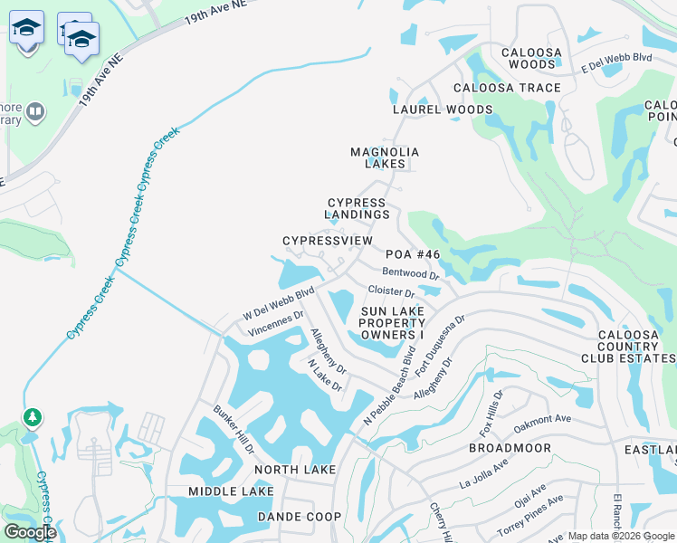 map of restaurants, bars, coffee shops, grocery stores, and more near 1706 Cloister Drive in Sun City Center