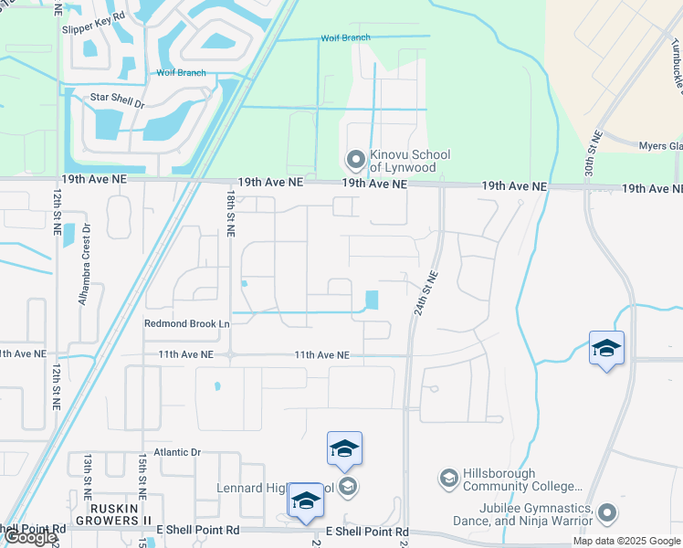 map of restaurants, bars, coffee shops, grocery stores, and more near 2114 Song Sparrow Court in Ruskin