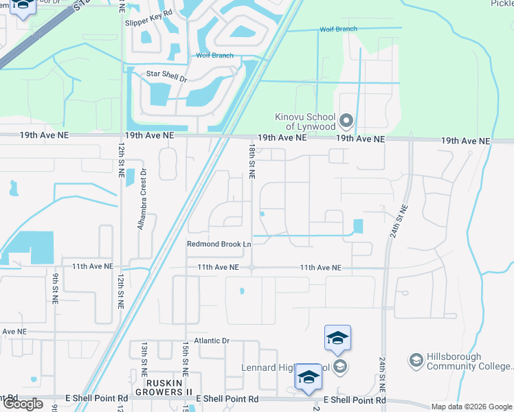 map of restaurants, bars, coffee shops, grocery stores, and more near 1904 Hawks View Drive in Ruskin