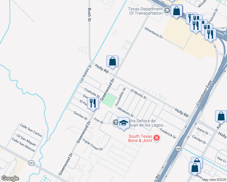 map of restaurants, bars, coffee shops, grocery stores, and more near 1606 Pamona Street in Corpus Christi