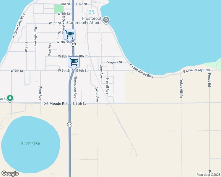 map of restaurants, bars, coffee shops, grocery stores, and more near 316 East 10th Street in Frostproof
