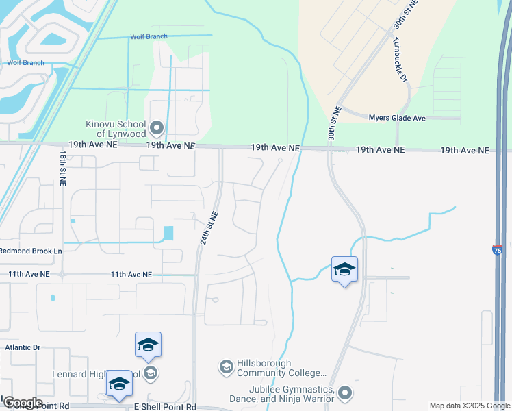 map of restaurants, bars, coffee shops, grocery stores, and more near 1512 Oak Pond Street in Ruskin