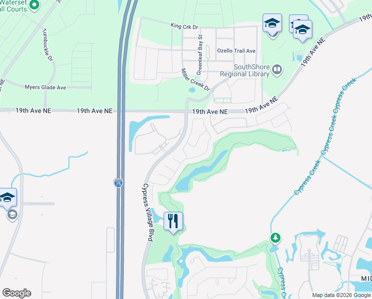 map of restaurants, bars, coffee shops, grocery stores, and more near 1511 Oracle Drive in Sun City Center