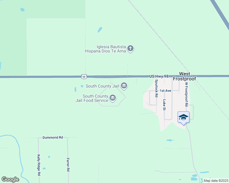 map of restaurants, bars, coffee shops, grocery stores, and more near 1103 U.S. 98 in Frostproof