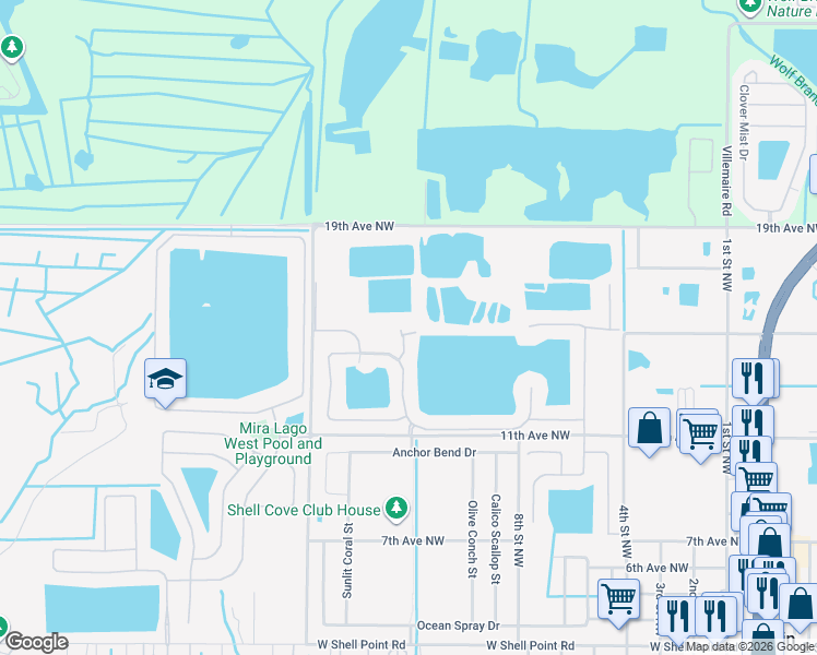 map of restaurants, bars, coffee shops, grocery stores, and more near 1421 Tahoe Springs Court in Ruskin
