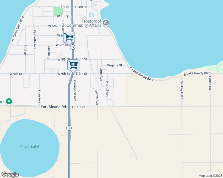 map of restaurants, bars, coffee shops, grocery stores, and more near 316 East 10th Street in Frostproof