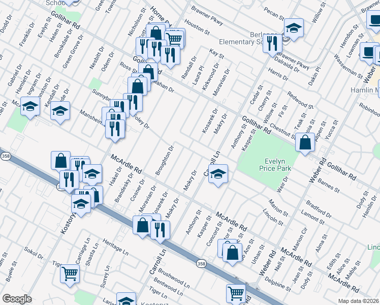 map of restaurants, bars, coffee shops, grocery stores, and more near 3509 Lamont Street in Corpus Christi