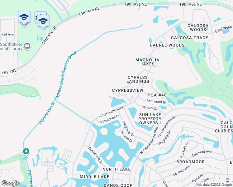 map of restaurants, bars, coffee shops, grocery stores, and more near 1608 Comfy Court in Sun City Center