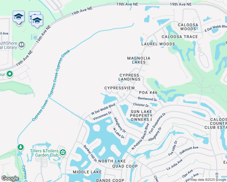 map of restaurants, bars, coffee shops, grocery stores, and more near 1739 Atrium Drive in Sun City Center