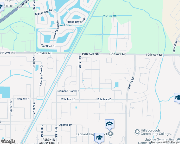 map of restaurants, bars, coffee shops, grocery stores, and more near 1516 Harbour Blue Street in Ruskin