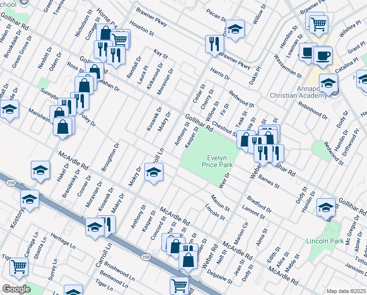 map of restaurants, bars, coffee shops, grocery stores, and more near 4609 Kasper Street in Corpus Christi