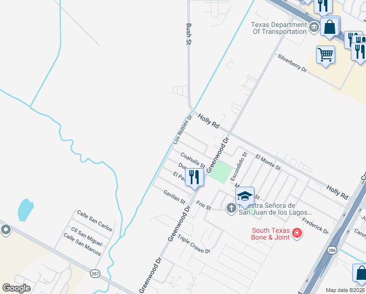 map of restaurants, bars, coffee shops, grocery stores, and more near 1410 Coahuila Street in Corpus Christi