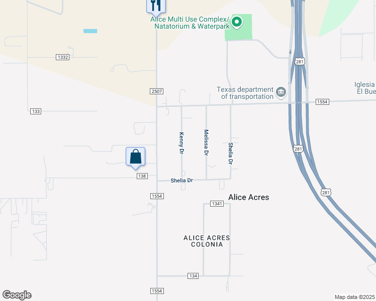 map of restaurants, bars, coffee shops, grocery stores, and more near in Alice Acres