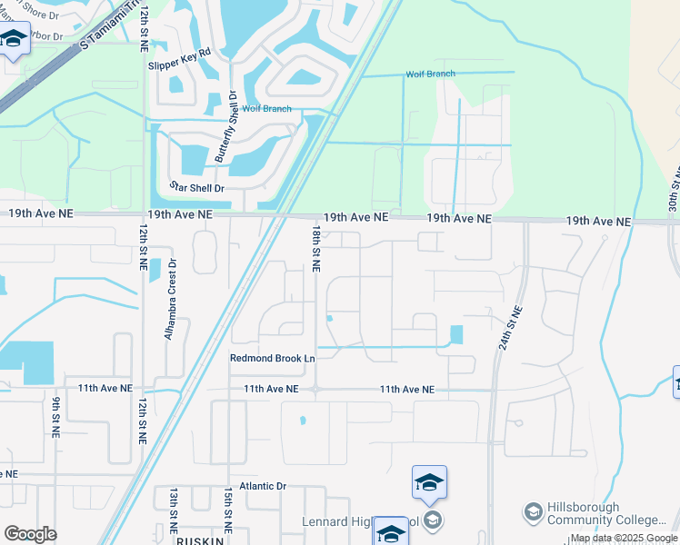 map of restaurants, bars, coffee shops, grocery stores, and more near 1966 Hawks View Drive in Ruskin
