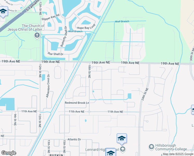 map of restaurants, bars, coffee shops, grocery stores, and more near 1968 Hawks View Drive in Ruskin
