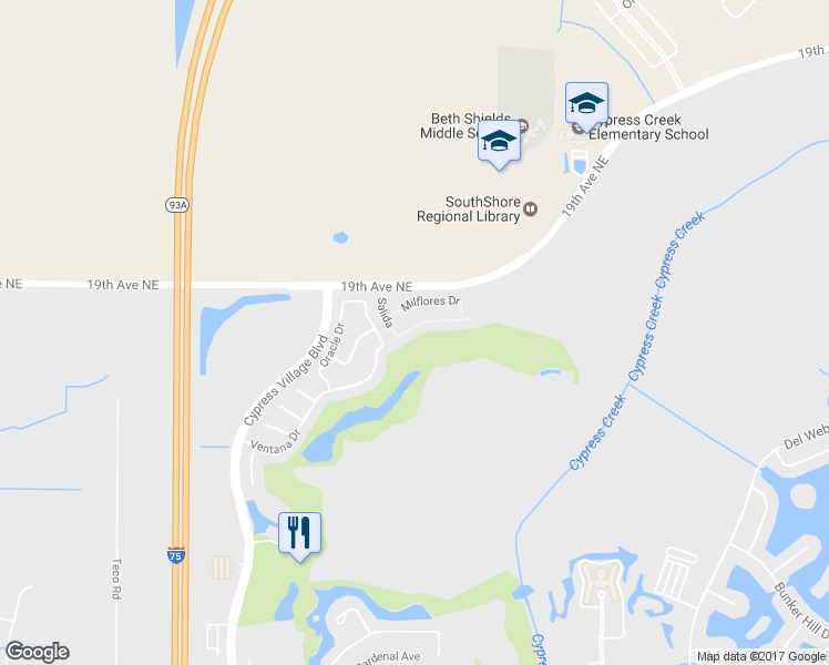 map of restaurants, bars, coffee shops, grocery stores, and more near 3819 Salida Delsol Drive in Sun City Center