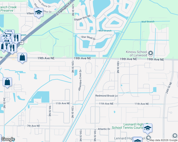 map of restaurants, bars, coffee shops, grocery stores, and more near 1820 Blair Castle Circle in Ruskin