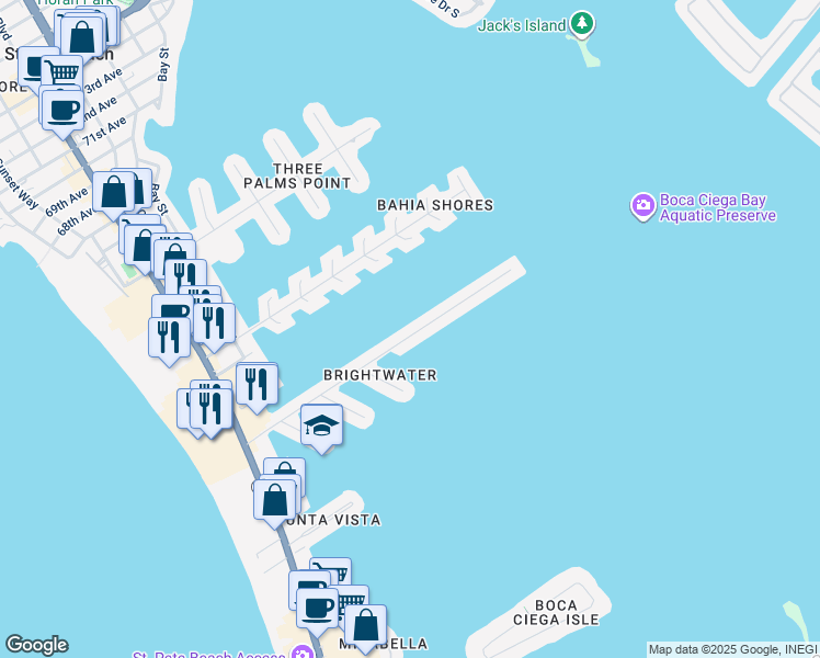 map of restaurants, bars, coffee shops, grocery stores, and more near 417 55th Avenue in Saint Pete Beach